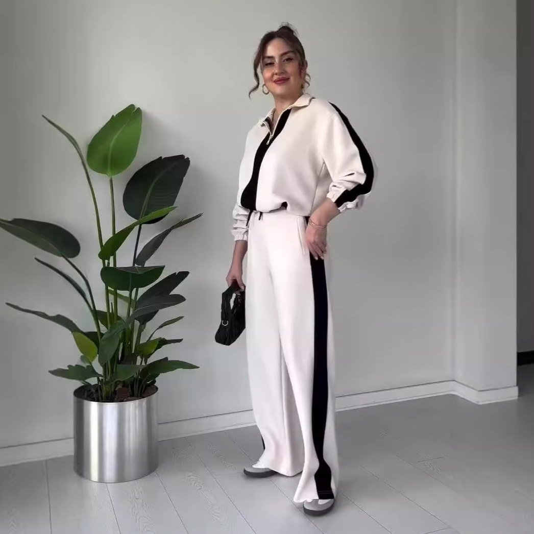 Elegant Sæt med Lynlås og Krave til Den Moderne Kvinde