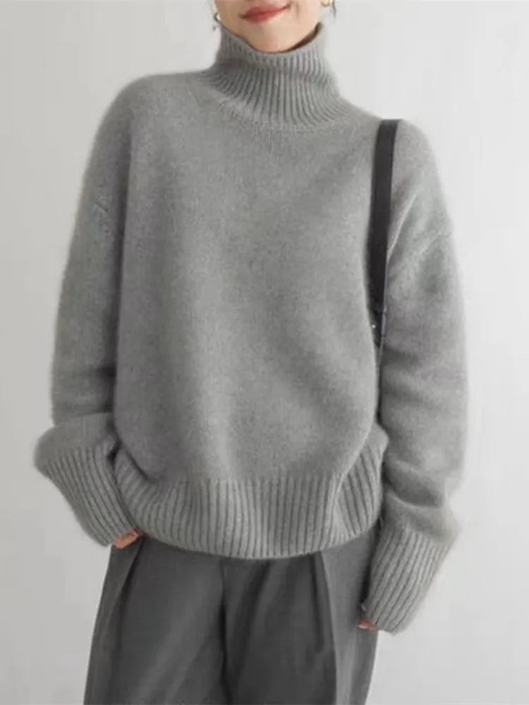 Elegant Strikpullover med Rullekrave til Koldere Dage