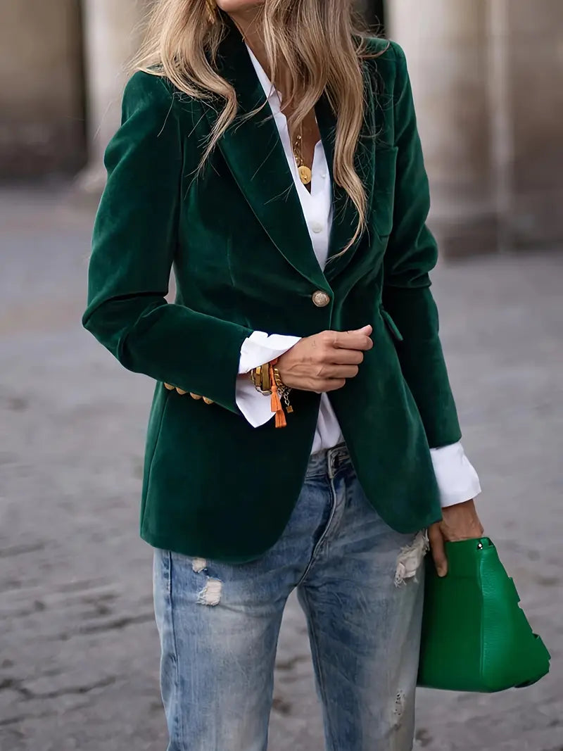 Smal passform för damer, enknäppt blazer i elegant stil
