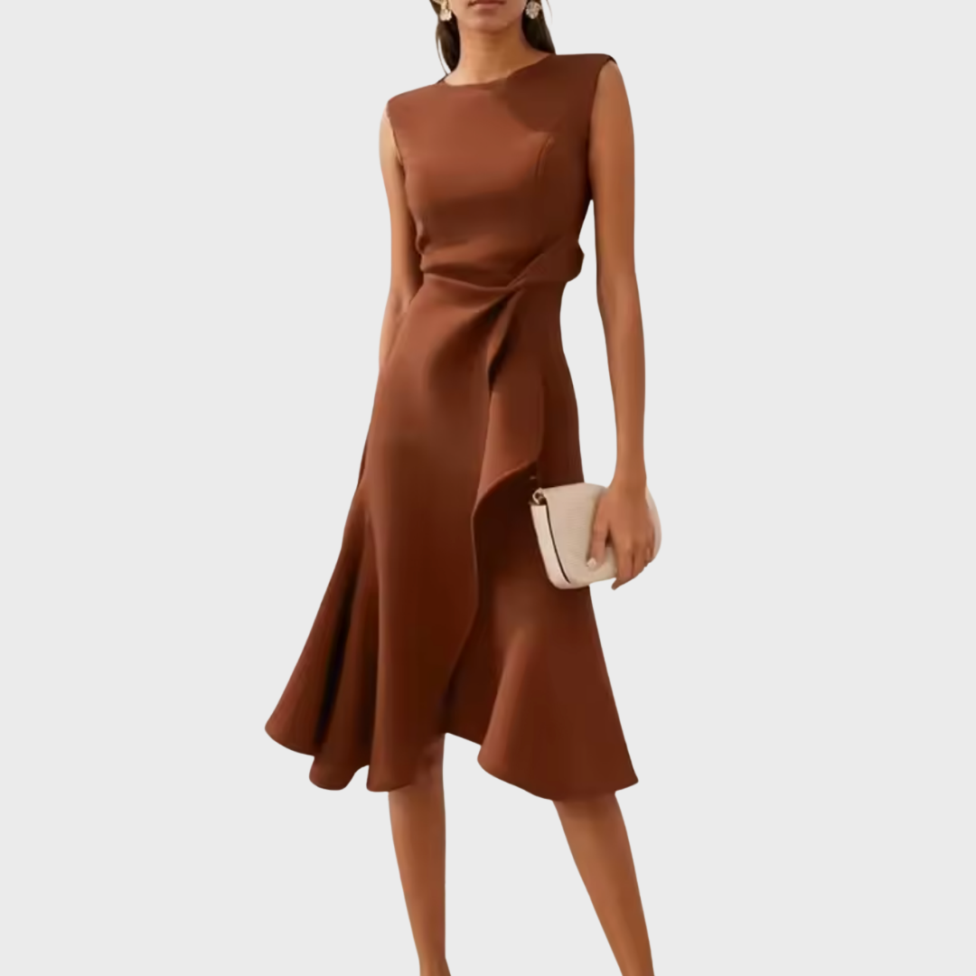 Elena | Elegant Asymmetrisk Midiklänning för Kvinnor