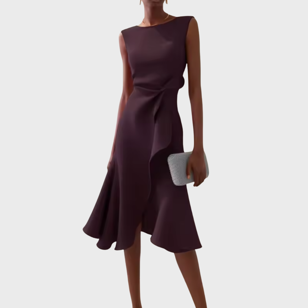 Elena | Elegant Asymmetrisk Midiklänning för Kvinnor
