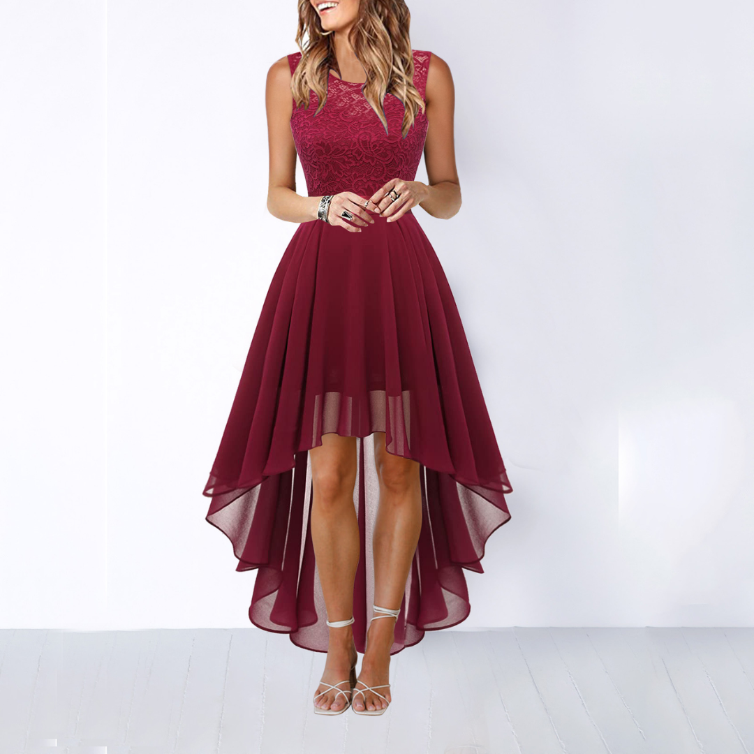 Vibrant | Elegant Midi-Klänning med Asymmetrisk Design