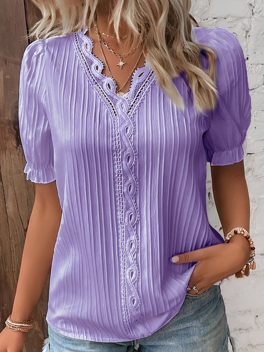 Astrid - Elegant Blus med V-ringning för Kvinnor
