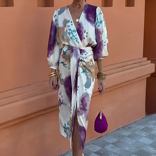Elara - Elegant Midiklänning med Chic Slits för Damer