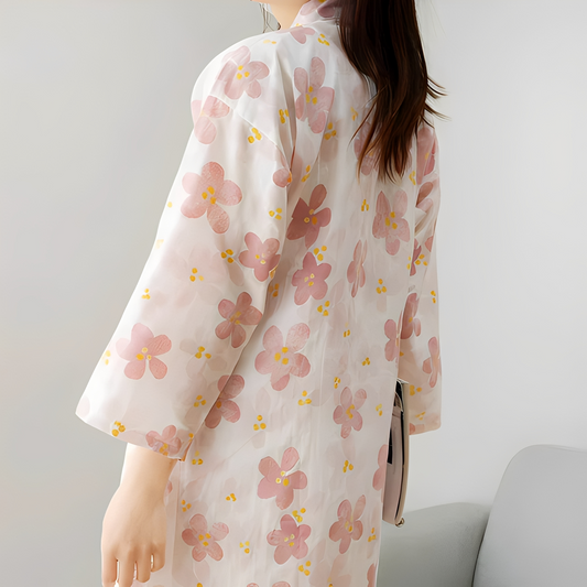 Blomstrande Elegans - Kvinno-Kimono i Blommönster