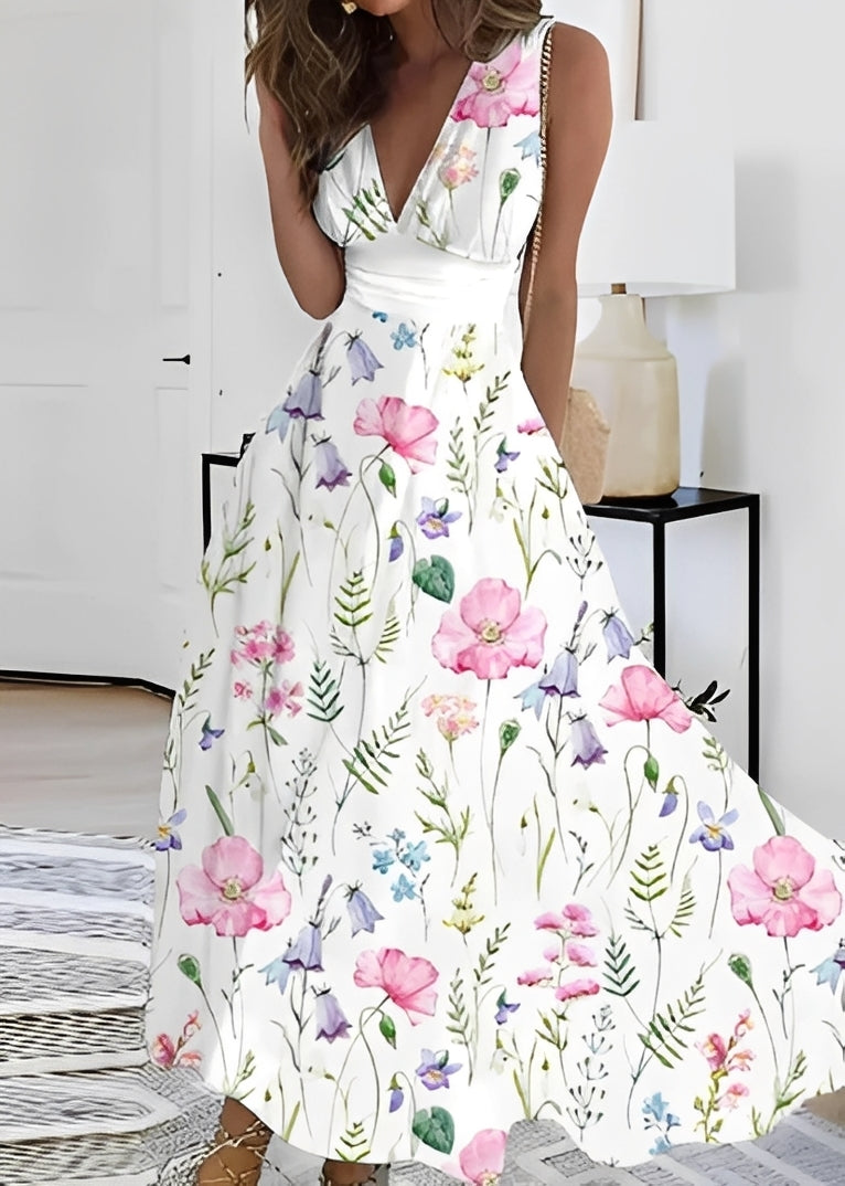 Floralis - Elegant Maxiklänning med Blommotiv för Kvinna