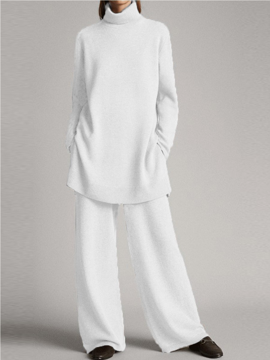 Mira | Elegant Set med Högkrage och Vida Byxor