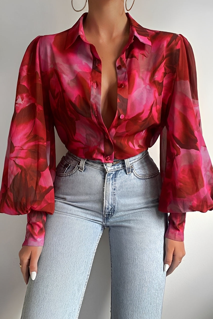 Elena - Chic Blus med Ballärm för Kvinna