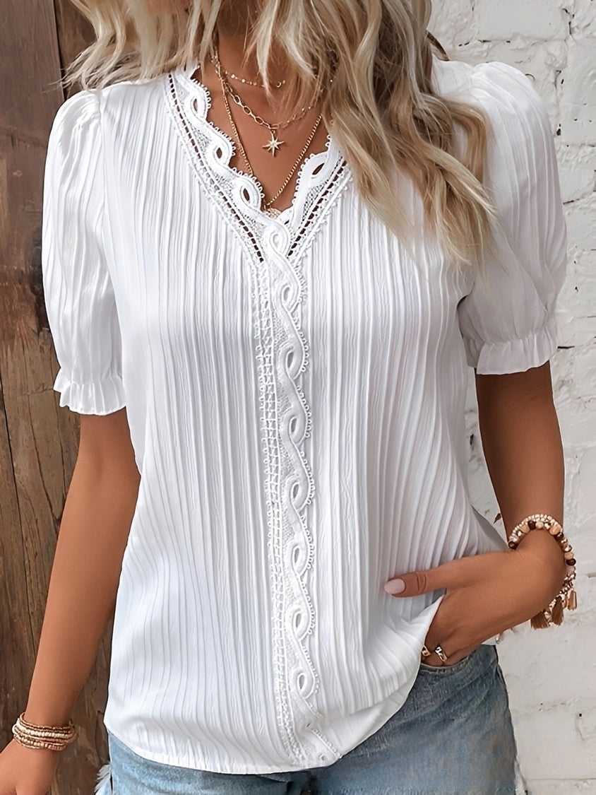Astrid - Elegant Blus med V-ringning för Kvinnor