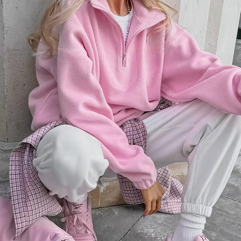 Feminint Sweatshirt med Hætte i Blush Toner