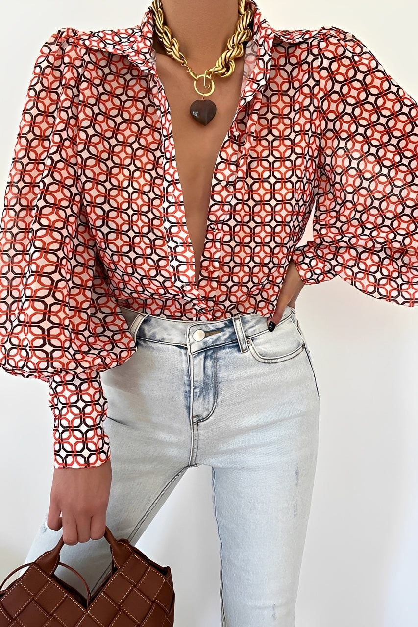Elena - Chic Blus med Ballärm för Kvinna