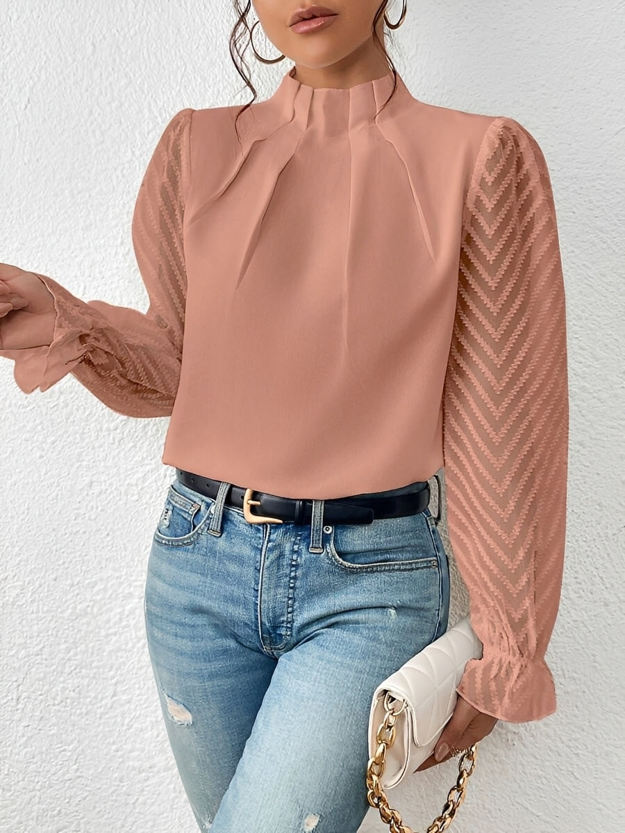 Celestia - Långärmad Chiffonblus med Elegans