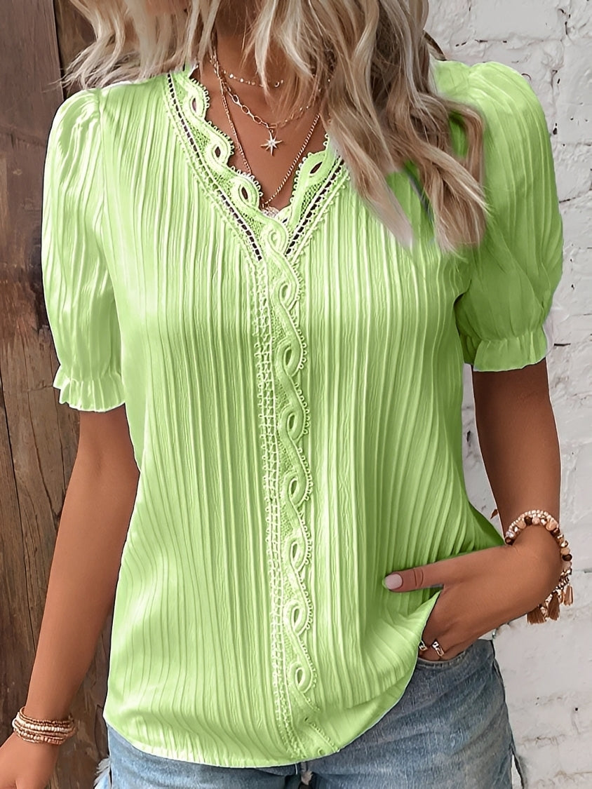 Astrid - Elegant Blus med V-ringning för Kvinnor