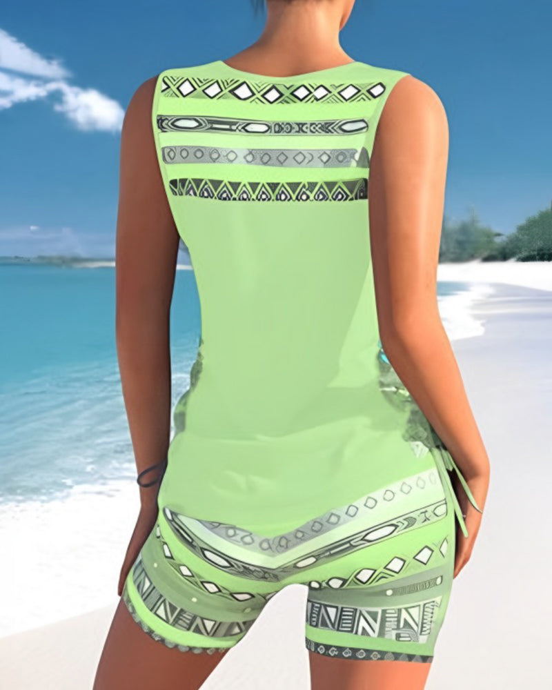 Druck Tankini Set för Varmt Väder