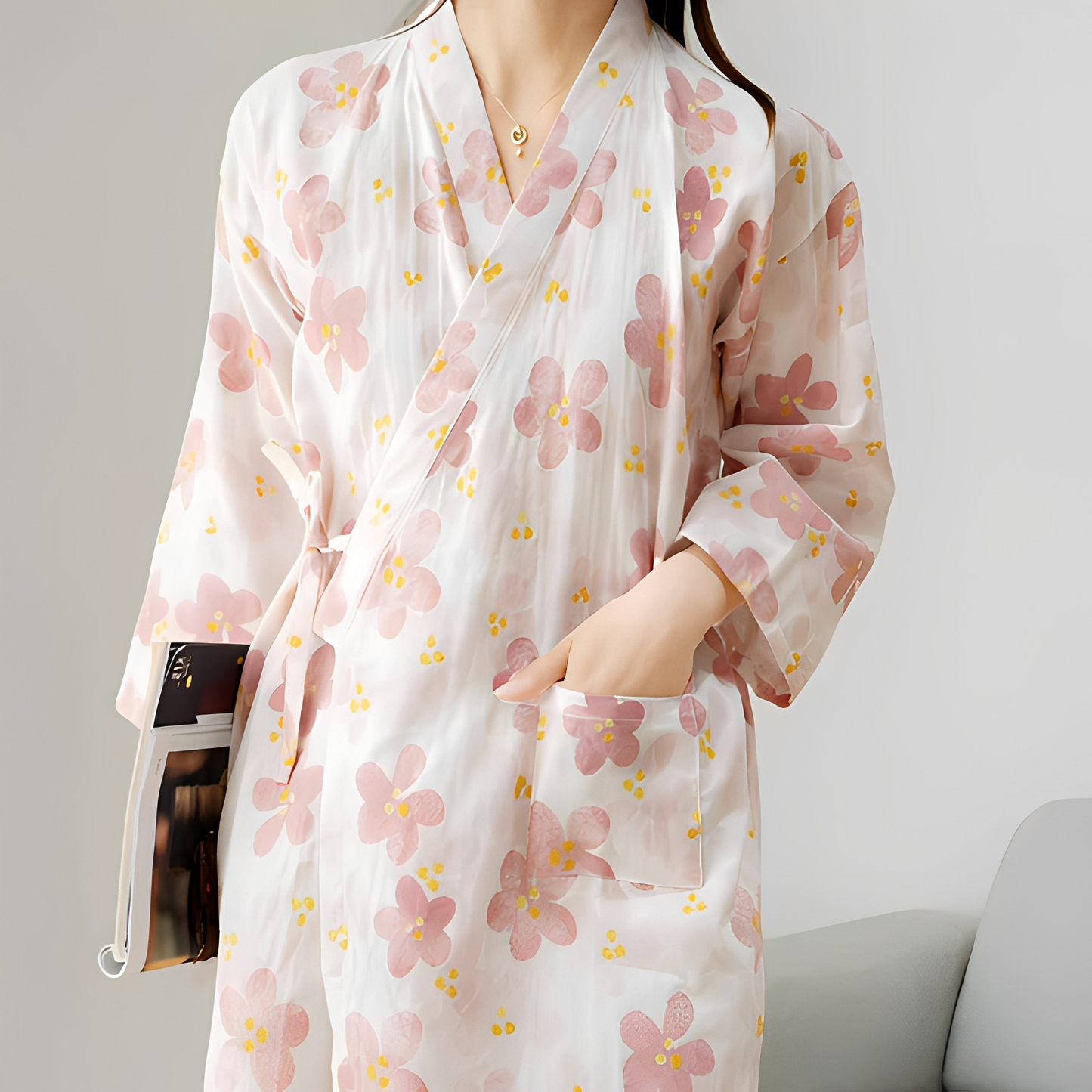 Blomstrande Elegans - Kvinno-Kimono i Blommönster
