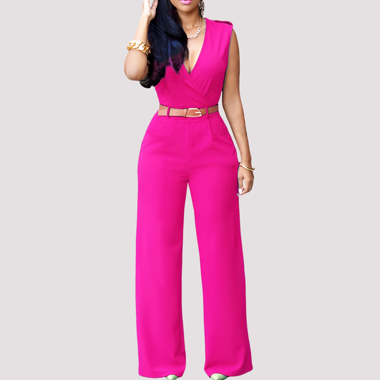 Sofia - Chic Jumpsuit med Betoning på Midjan för Damer