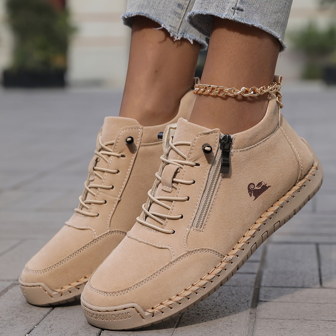 Dame Snøresko med Lynlås for Ultimativ Komfort