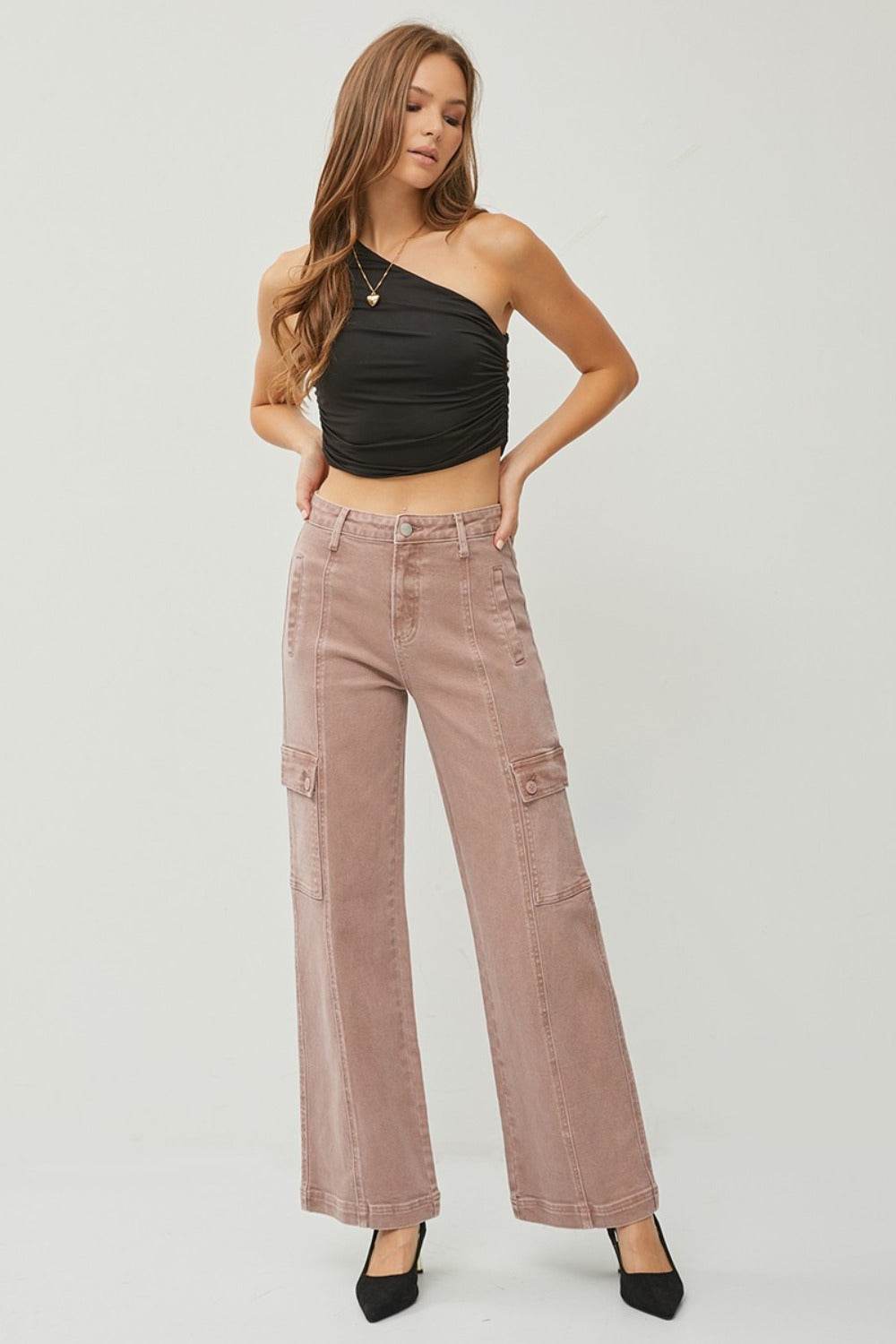 Klassiske Højtaljede Cargo-Jeans til Kvinder