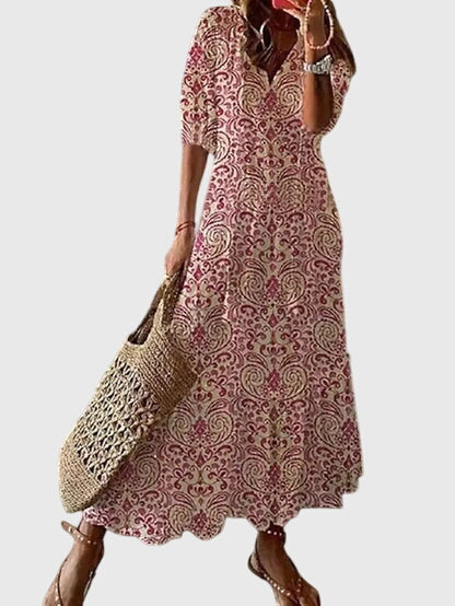 Sommarklänning för Dam med Boho V-ringning