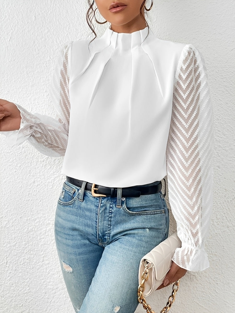 Celestia - Långärmad Chiffonblus med Elegans