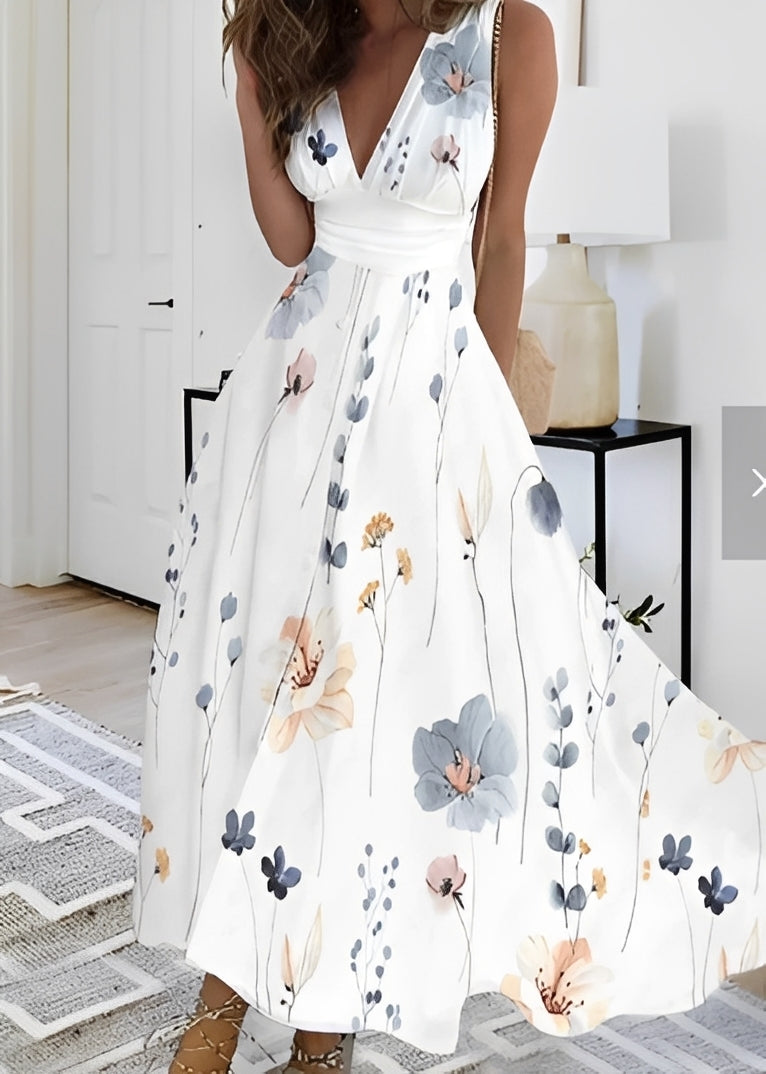 Floralis - Elegant Maxiklänning med Blommotiv för Kvinna