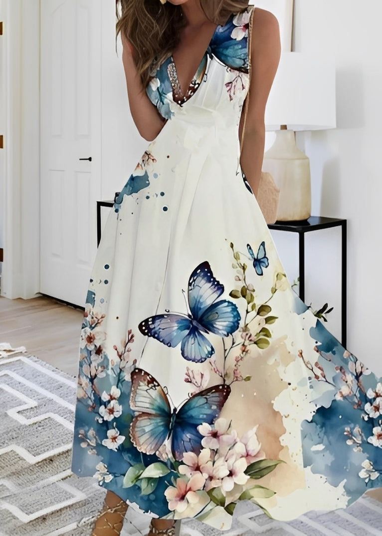 Floralis - Elegant Maxiklänning med Blommotiv för Kvinna