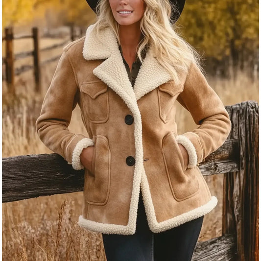 Varm Shearling Jakke med Fleece – Komfort og Stil til Kulde