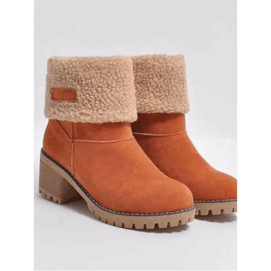 Varme Ankelstøvler i Ruskind-look med Skridsikker Sål