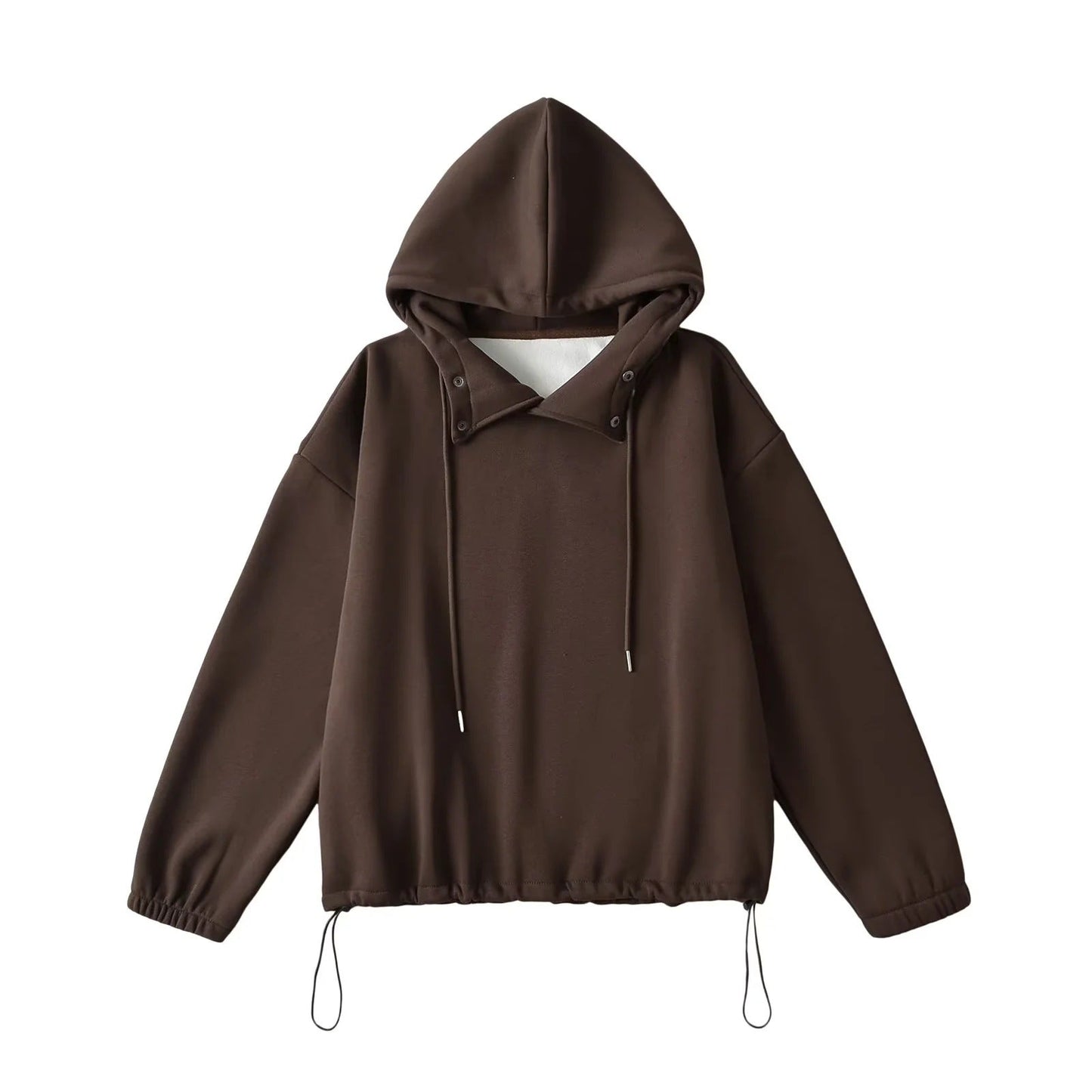 Stilren Hoodie med Halvhög Krage och Unika Detaljer