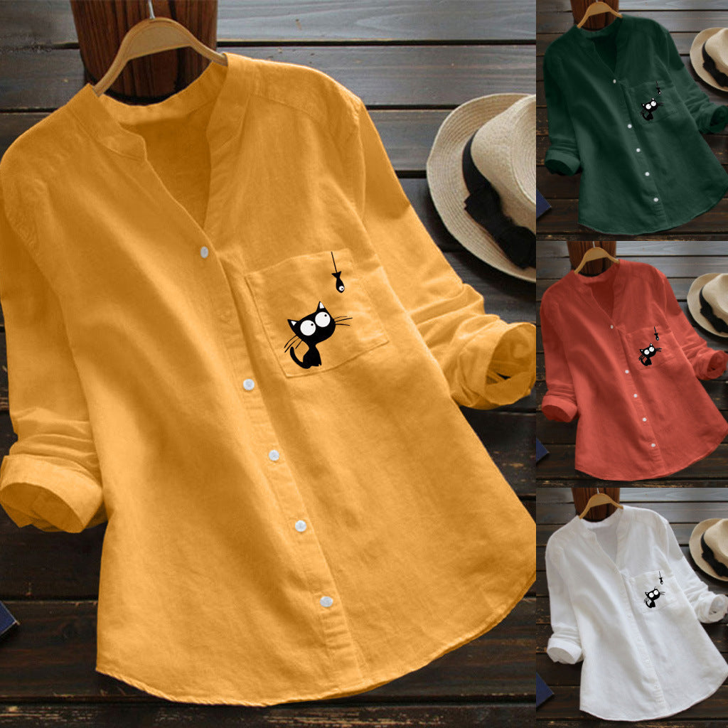 Chic Bluse med Legende Kattesilhuet