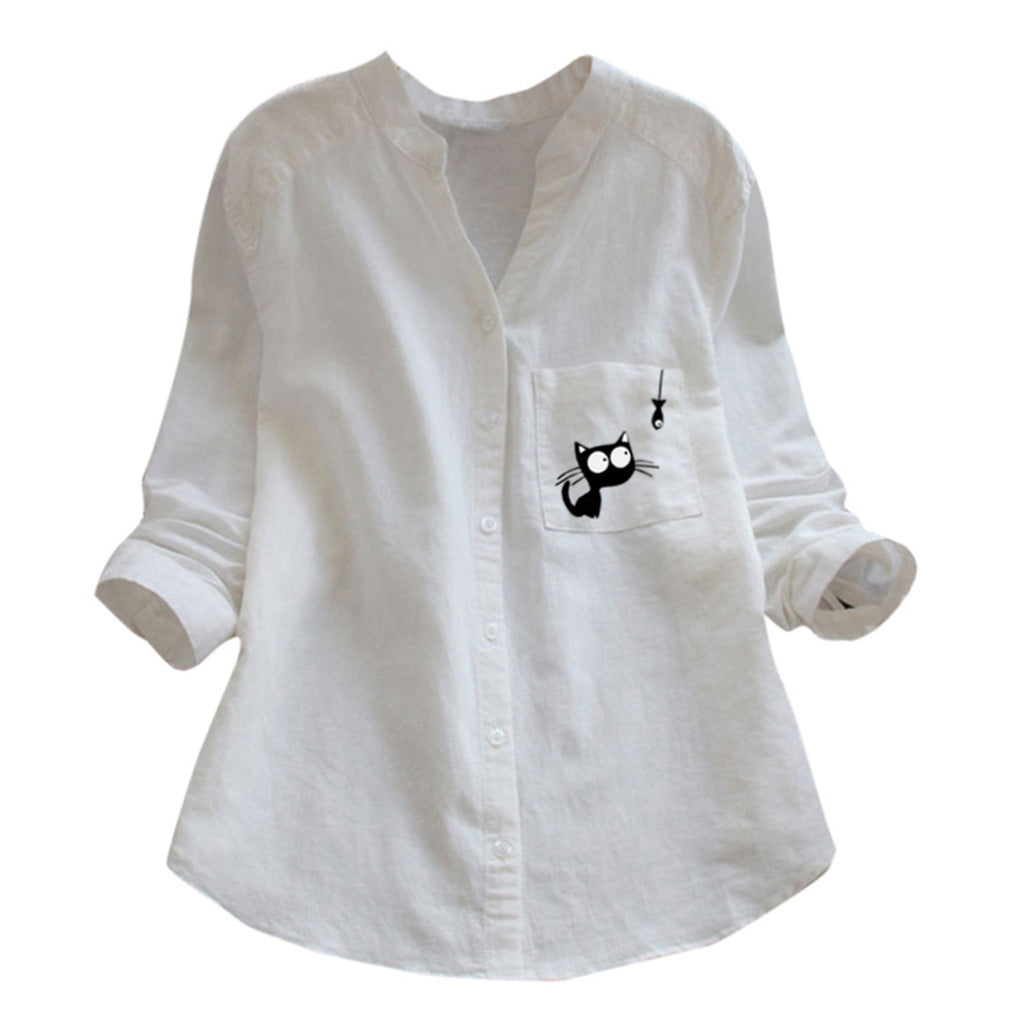 Chic Bluse med Legende Kattesilhuet