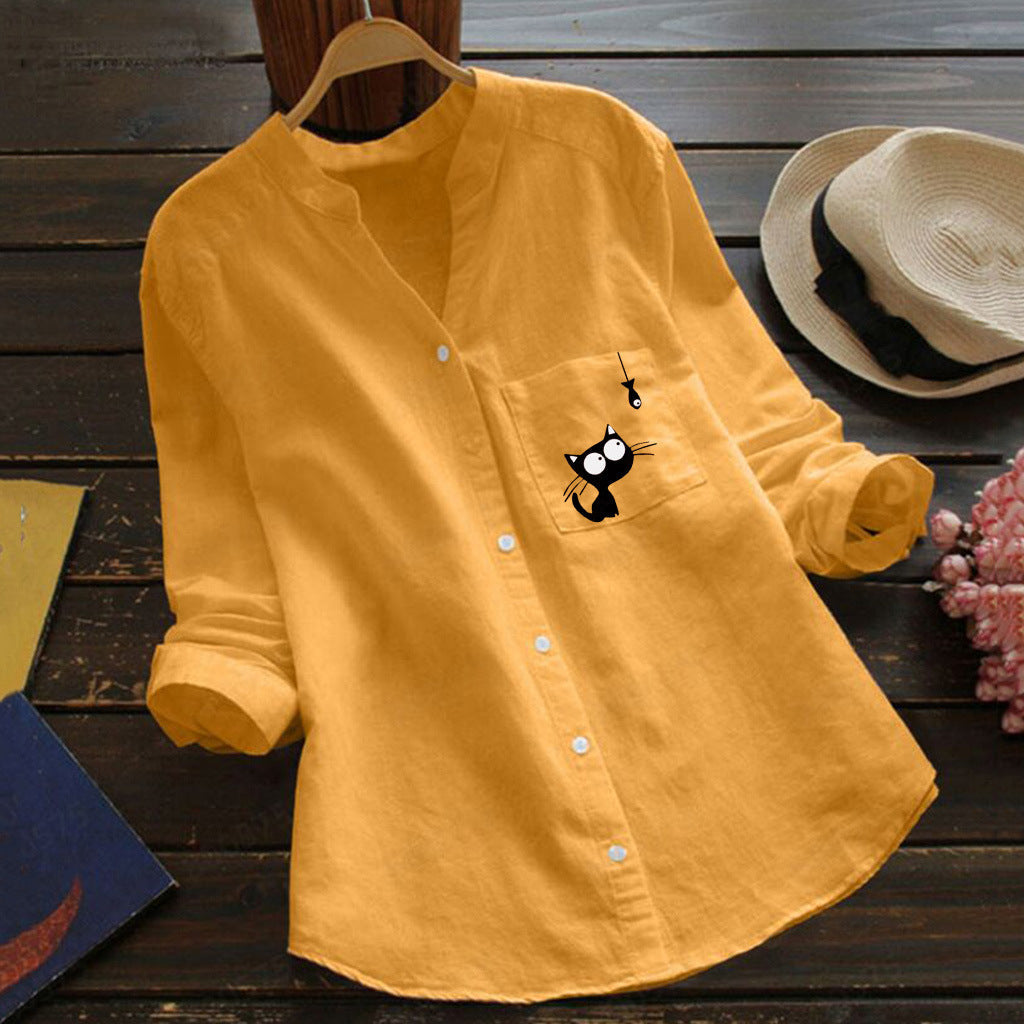 Chic Bluse med Legende Kattesilhuet