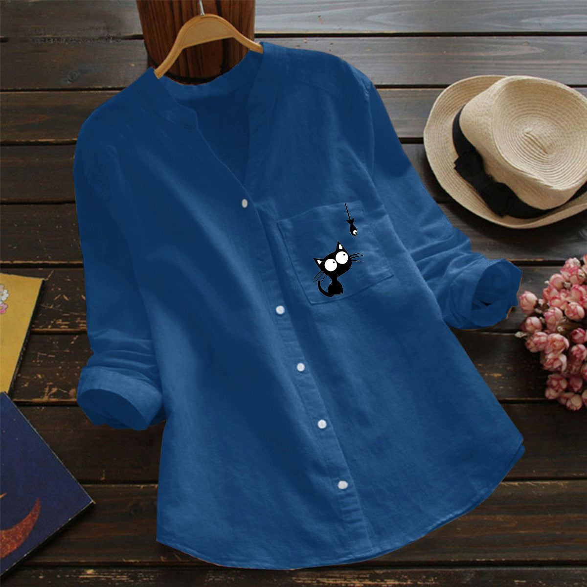 Chic Bluse med Legende Kattesilhuet