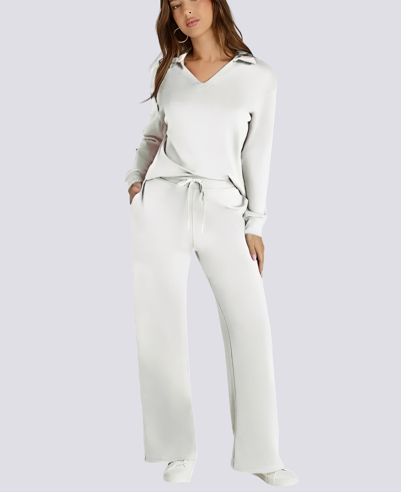 Sofia - Chic V-ringad Set för Avkopplande Stil
