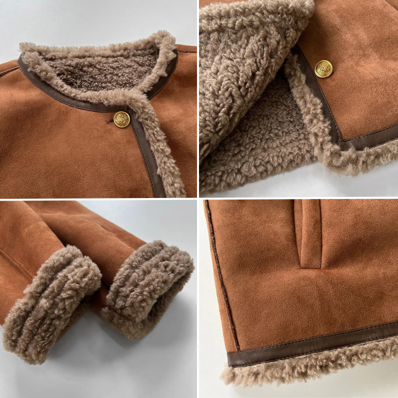 Elegant brun jakke til kvinder med blødt fleecefór