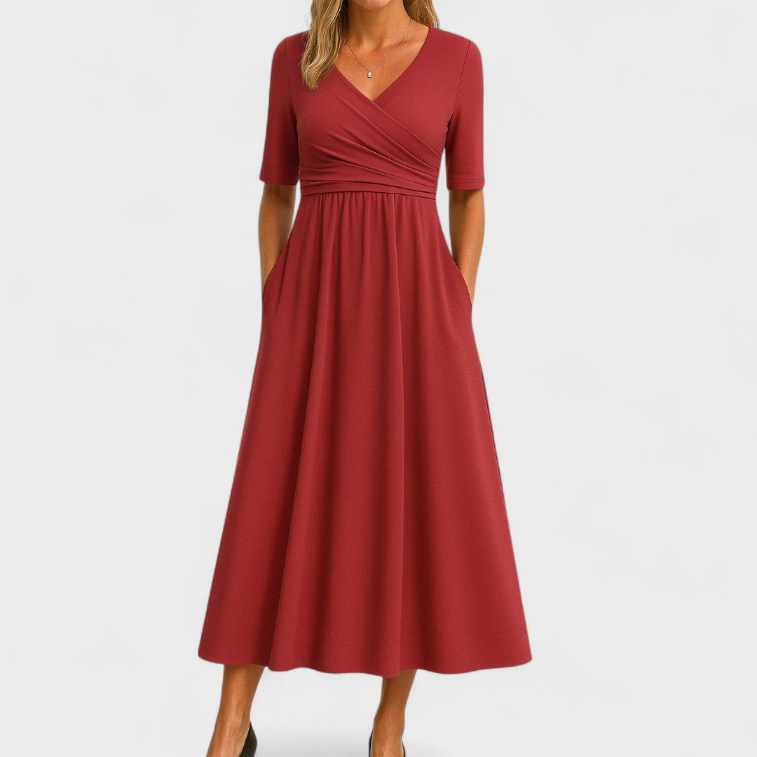 Evelina | Elegant Maxi Klänning med V-Utskärning