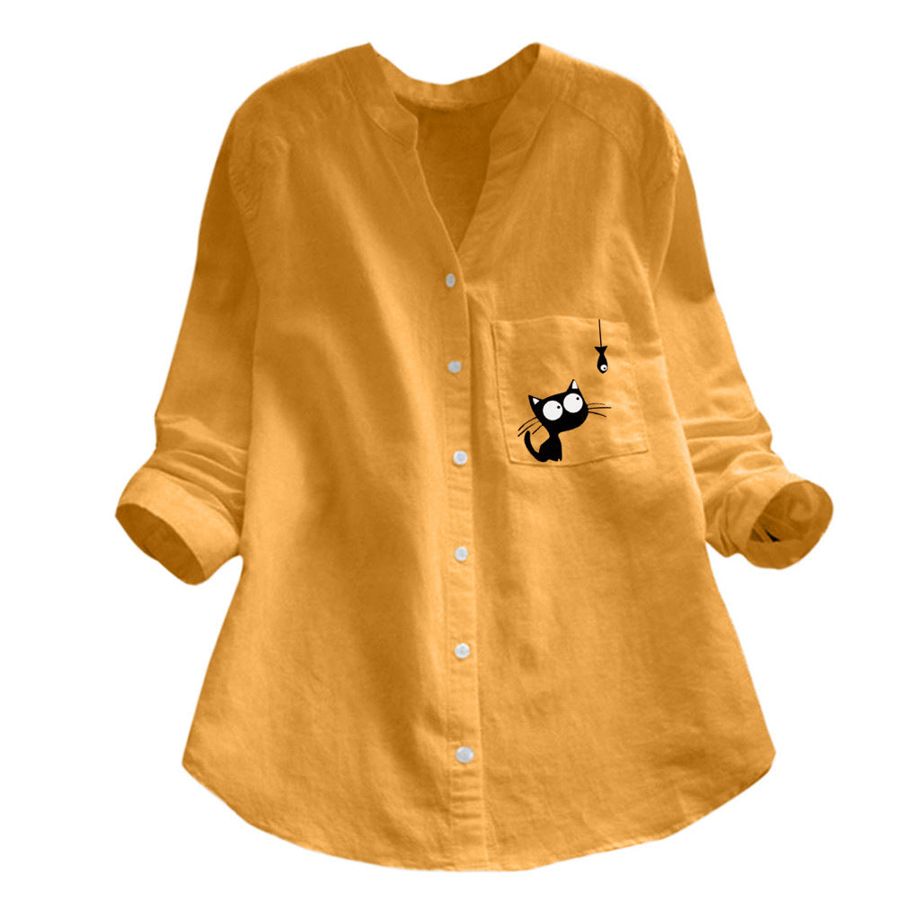 Chic Bluse med Legende Kattesilhuet