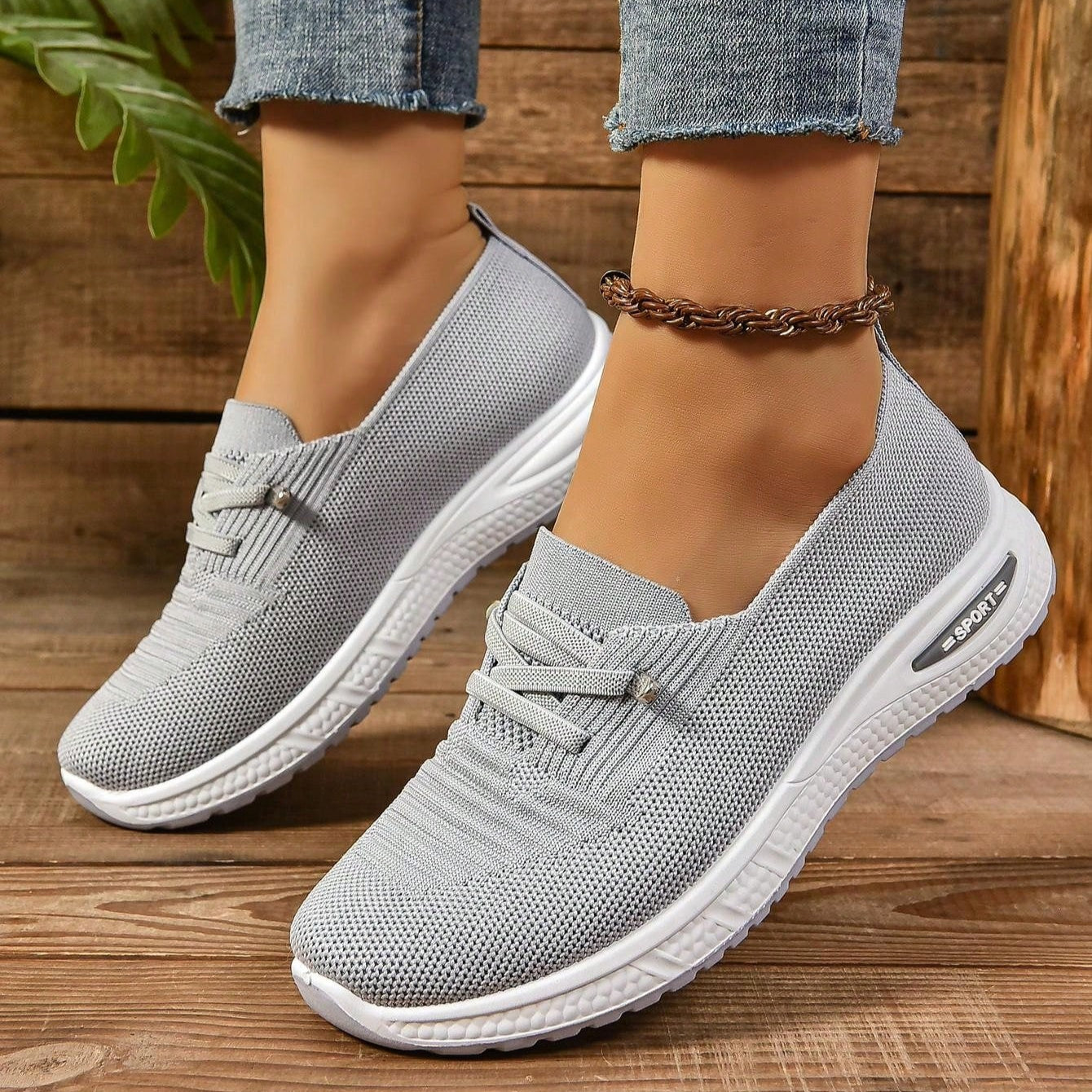 Dam Sneakers Slip-On med Breda Tår