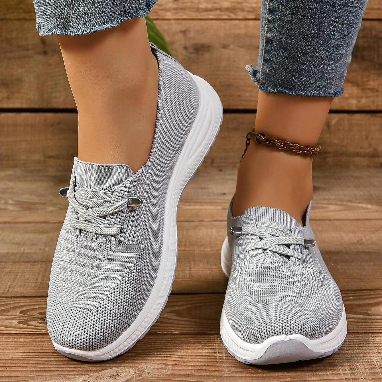 Dam Sneakers Slip-On med Breda Tår