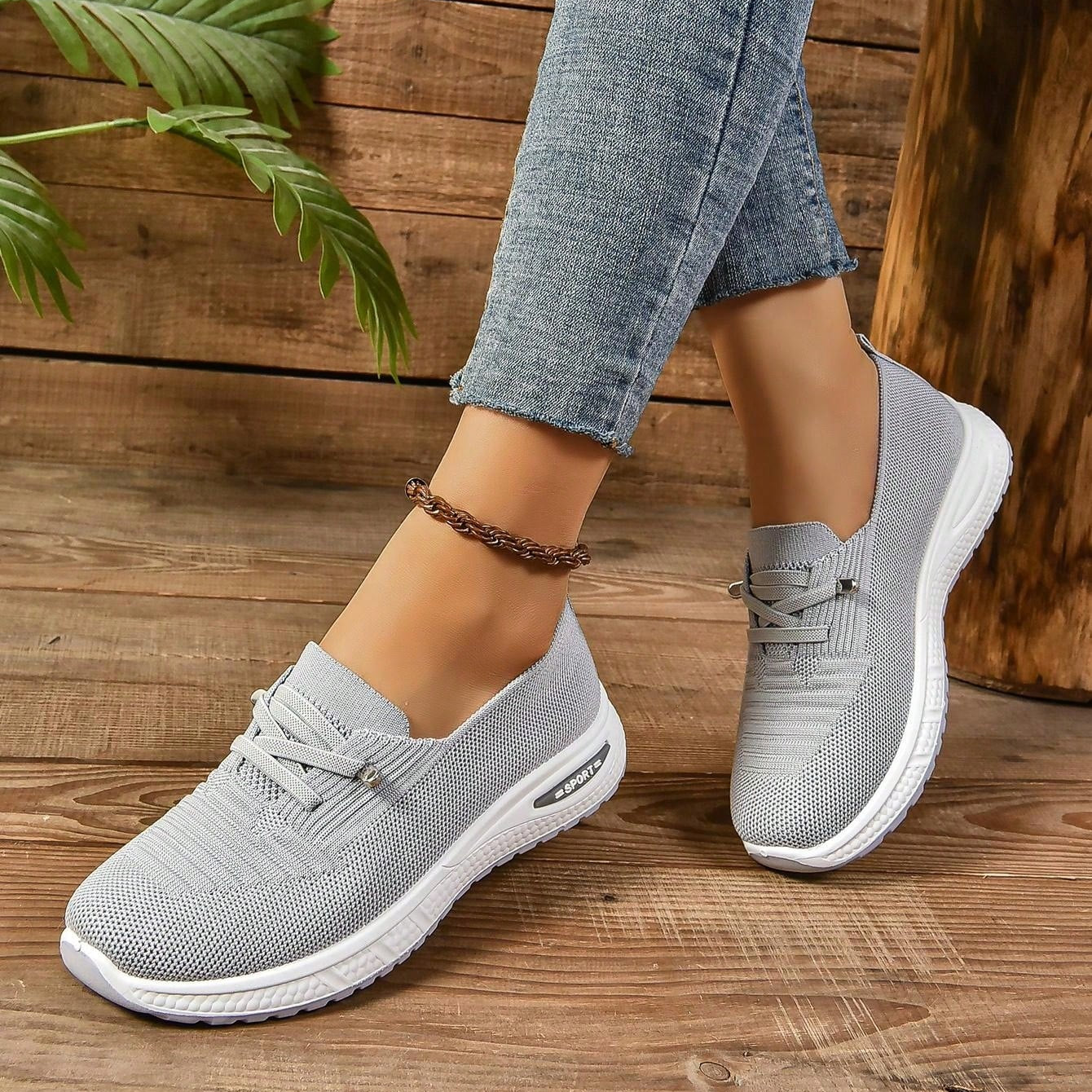 Dam Sneakers Slip-On med Breda Tår