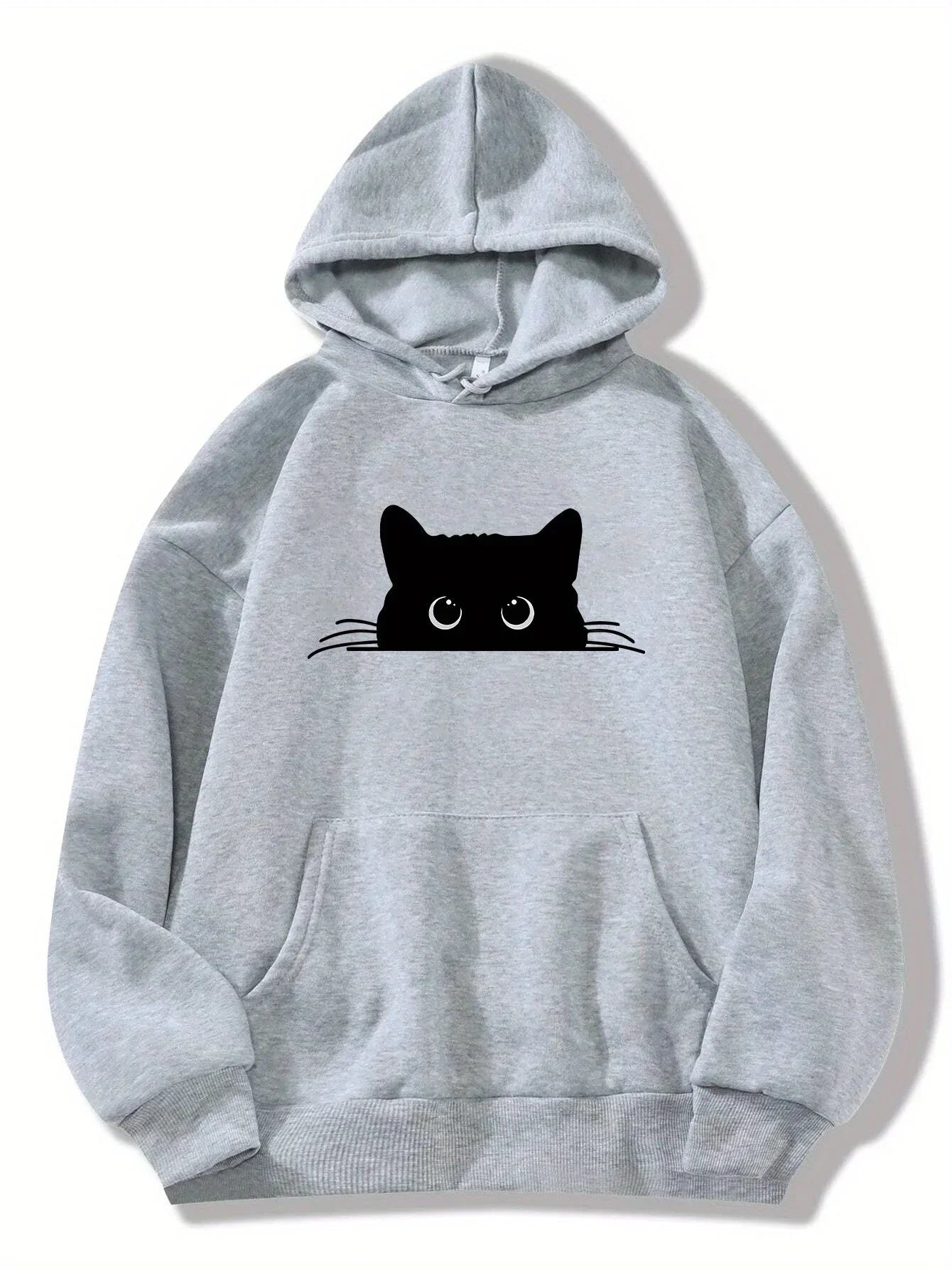 Bella - hoodie med katteprint og hætte