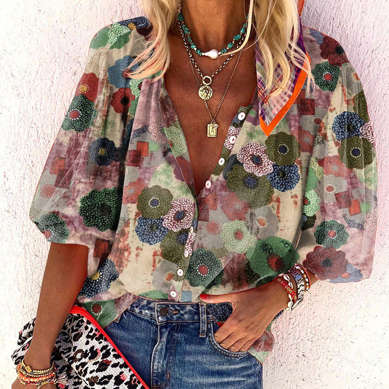 Blomstrende Bluse til Stilfulde Sommerdage