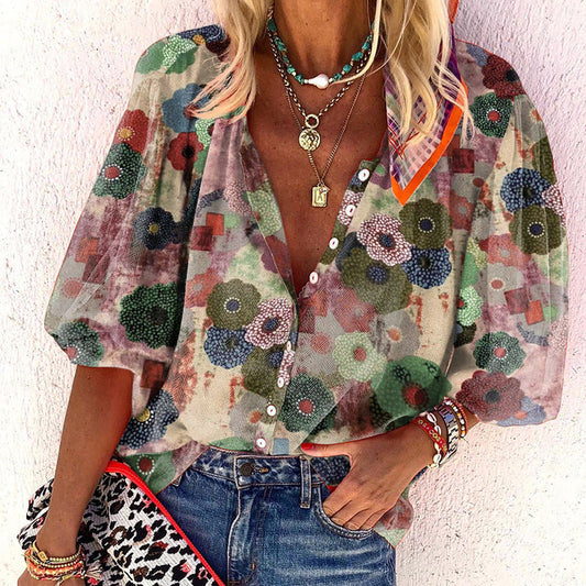 Blomstrende Bluse til Stilfulde Sommerdage
