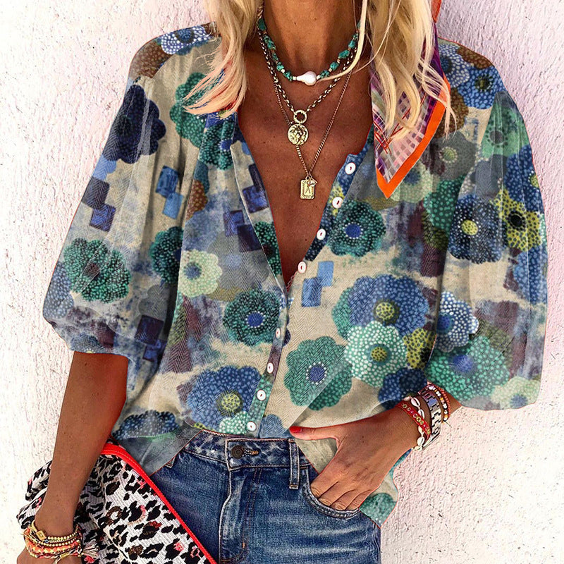 Blomstrende Bluse til Stilfulde Sommerdage