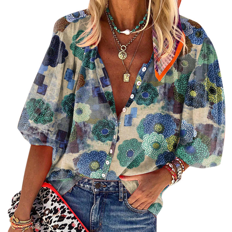 Blomstrende Bluse til Stilfulde Sommerdage