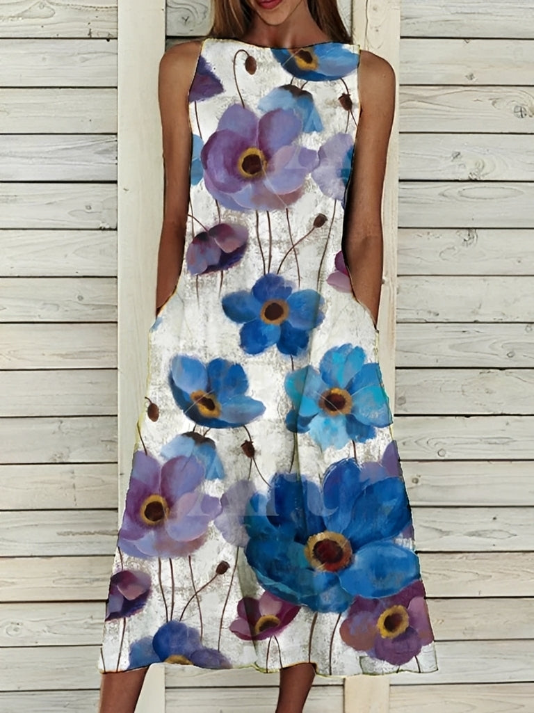 Florin - Eleganta Klänning med Blommönster för Kvinnor