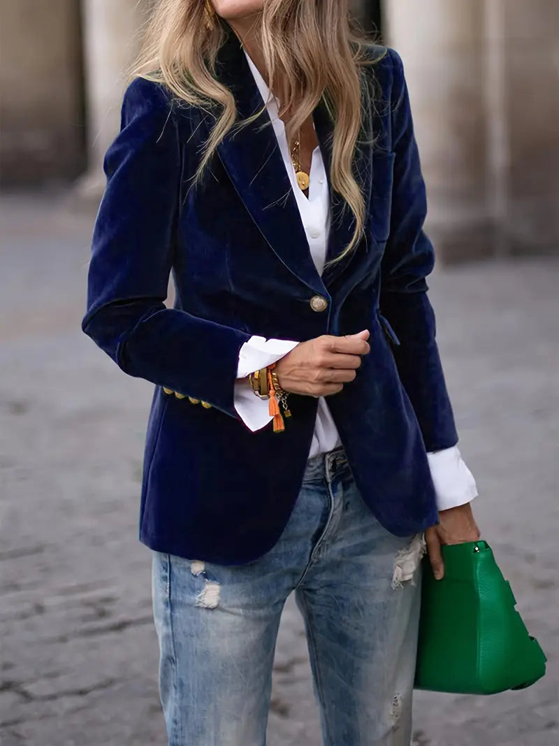 Smal passform för damer, enknäppt blazer i elegant stil