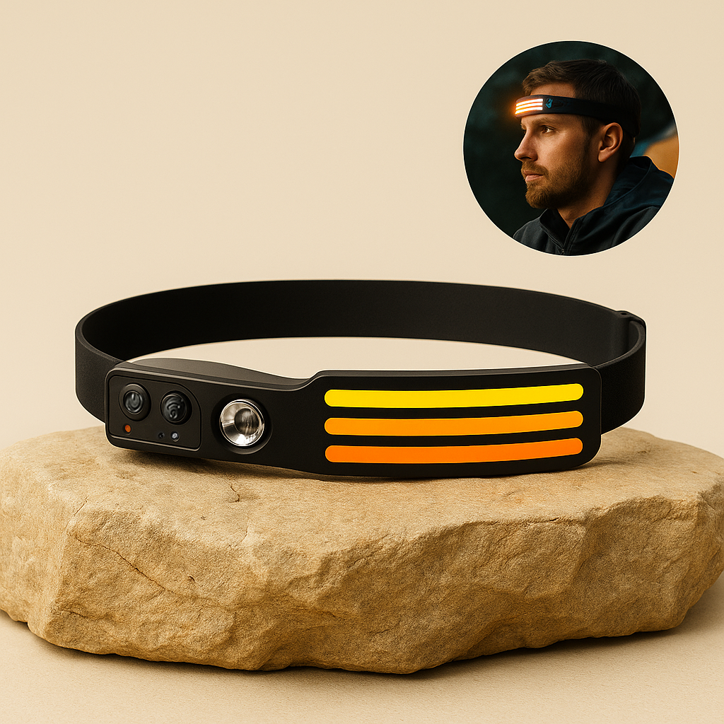 VarmNord – Hovedlampe Sensorstyret | 230° Vidvinkel ultralet vandtæt | Til løb camping outdoor