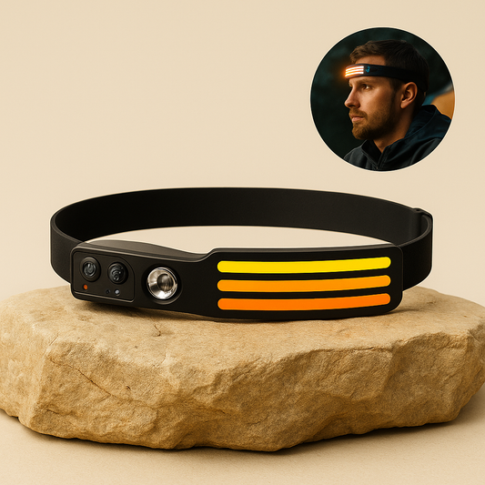 VarmNord – Hovedlampe Sensorstyret | 230° Vidvinkel ultralet vandtæt | Til løb camping outdoor