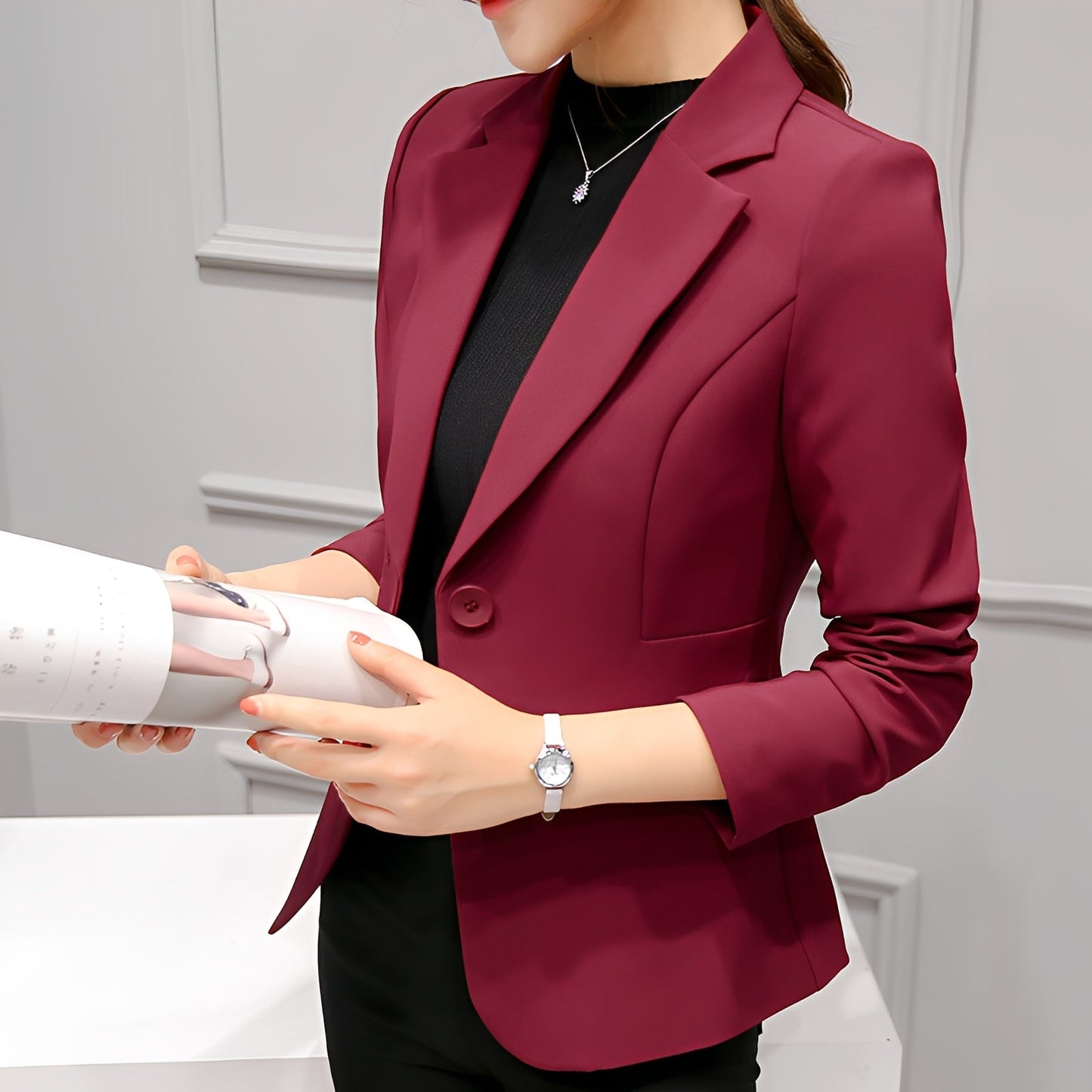 Sofia - Stilren En-Knaps Blazer för Kvinna
